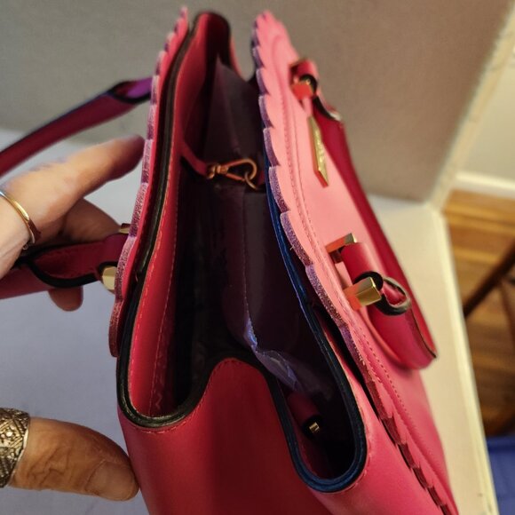 Nwot Kate Spade NY Linzi Pink Leather Scalloped Satchel Tote Purse - Picture 11 of 14